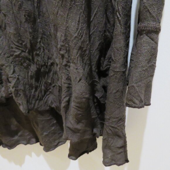 SNOSKINS Cowl Neck Crinkle Lagenlook Art To Wear Tunic Top in Chocolate Brown - Picture 7 of 14